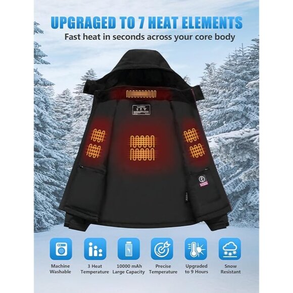 Upgraded Heated Jacket Women With 7 Heating Elements & Power Bank Small - Picture 5 of 6